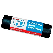 Мешки для мусора 160 л, черные, в рулоне 20 шт., ПВД, 30 мкм, 1200х870 мм, PACLAN Professional, 604082 в Домодедово
