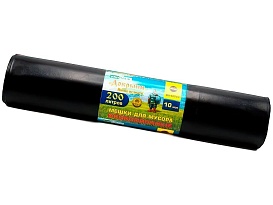 Мешки для мусора 200 л, ароматизированные, черные, в рулоне 10 шт., ПВД, 100 мкм, 1200х800 мм, Добрыня, Dob20010black в Домодедово
