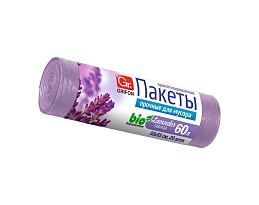 Мешки для мусора 60 л, ароматизированные, Лаванда, сиреневые, в рулоне 20 шт., ПНД, 9 мкм, 650х550 мм, GRIFON Aroma, 101-023 La в Домодедово