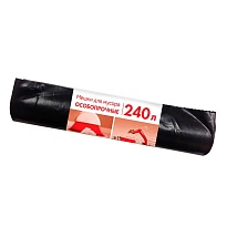 Мешки для мусора 240 л, черные, в рулоне 10 шт., ПВД 100 мкм, 1350х900 мм, Концепция Быта, 603887 в Домодедово