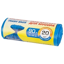 Мешки для мусора 90 л, синие, в рулоне 20 шт., ПНД, 14 мкм, 900х700 мм, LAIMA ULTRA, 607693 в Домодедово