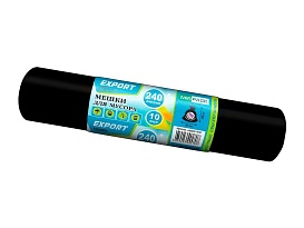 Мешки для мусора 240 л, черные, в рулоне 10 шт., ПВД 80 мкм, 1300х930 мм, EXPORT, exp 24010167 в Домодедово