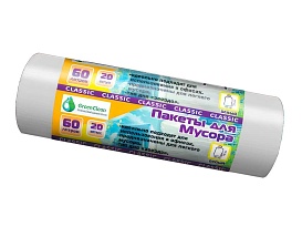 Мешки для мусора 60 л, белые, в рулоне 20 шт., ПНД, 7 мкм, 700х600 мм, MIRPACK Classik, 602052 в Домодедово