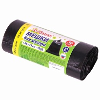 Мешки для мусора 30 л, черные, в рулоне 30 шт., ПНД, 7 мкм, 550х480 мм, Любаша, 608089 в Домодедово