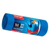 Мешки для мусора 160 л, с ушками, синие, в рулоне 10 шт., ПВД, 30 мкм, 1250х900 мм, PACLAN Multitop, 604064 в Домодедово