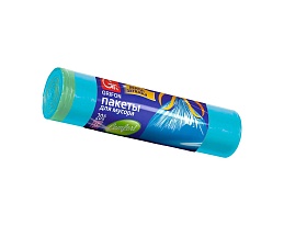 Мешки для мусора 35 л, с завязками, голубые, в рулоне 20 шт., ПНД, 12 мкм, 560х530 мм, GRIFON, 101-061 в Домодедово