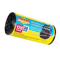 Мешки для мусора 120 л, черные, в рулоне 30 шт., ПНД, 15 мкм, 1100х700 мм, Крепак, 4607075710122 в Домодедово