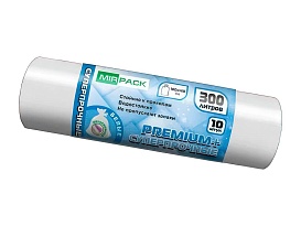 Мешки для мусора 300 л, белые, в рулоне 10 шт., ПВД 70 мкм, 1400х1000 мм, PREMIUM+, 300101602 в Домодедово