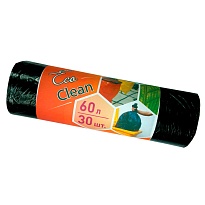 Мешки для мусора 60 л, черные, в рулоне 30 шт., ПНД, 6 мкм, 640х580 мм, Концепция Быта EcoClean, 603890 в Домодедово