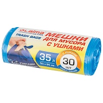 Мешки для мусора 35 л, с ушками, синие, в рулоне 30 шт., ПНД, 11 мкм, 650х500 мм, LAIMA ULTRA, 607684 в Домодедово