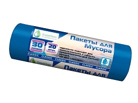 Мешки для мусора 30 л, синие, в рулоне 20 шт., ПНД, 7 мкм, 600х500 мм, MIRPACK Classik, 302041 в Домодедово