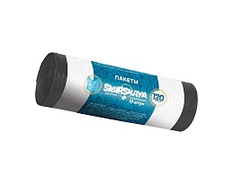 Мешки для мусора 120 л, черные, в рулоне 10 шт., ПНД, 14 мкм, 1100х700 мм, SIBIRSKAYA, 101-008 S в Домодедово