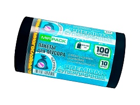 Мешки для мусора 100 л, черные, в рулоне 10 шт., ПВД, 70 мкм, 1000х600 мм, PREMIUM+, 1001076 в Домодедово