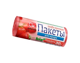 Мешки для мусора 30 л, ароматизированные, Клубника, красные, в рулоне 20 шт., ПНД, 9 мкм, 560х530 мм, GRIFON Aroma, 101-020 K в Домодедово