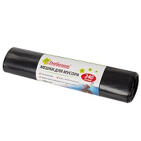 Мешки для мусора 240 л, черные, в рулоне 5 шт., ПВД 30 мкм, 1300х900 мм, Любаша, 605338 в Домодедово