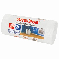 Мешки для мусора 35 л, белые, в рулоне 30 шт., ПНД, 6 мкм, 550х480 мм, LAIMA, 605538 в Домодедово