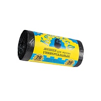 Мешки для мусора 20 л, с ушками, черные, в рулоне 30 шт., ПНД, 10 мкм, 550х440 мм, Крепакоф, 4607075710221 в Домодедово