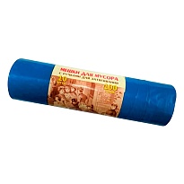 Мешки для мусора 100 л, с завязками, синие, в рулоне 10 шт., ПВД, 40 мкм, 840х670 мм, Концепция Быта Vitalux, 604933 в Домодедово