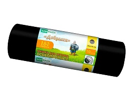 Мешки для мусора 180 л, ароматизированные, черные, в рулоне 10 шт., ПВД, 100 мкм, 1100х930 мм, Добрыня, Dob18010black в Домодедово