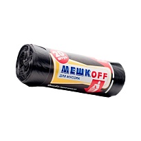 Мешки для мусора 60 л, черные, в рулоне 20 шт., ПНД, 9 мкм, 700х600 мм, МЕШКОFF, 4045 в Домодедово
